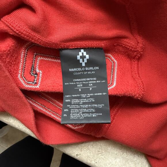 Marcelo Burlon x MLB Red Sox Mens Small Sweatshirt Pullover Crewneck Red County - Picture 4 of 9